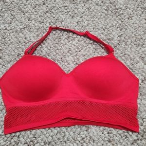 PINK red halter sports bra